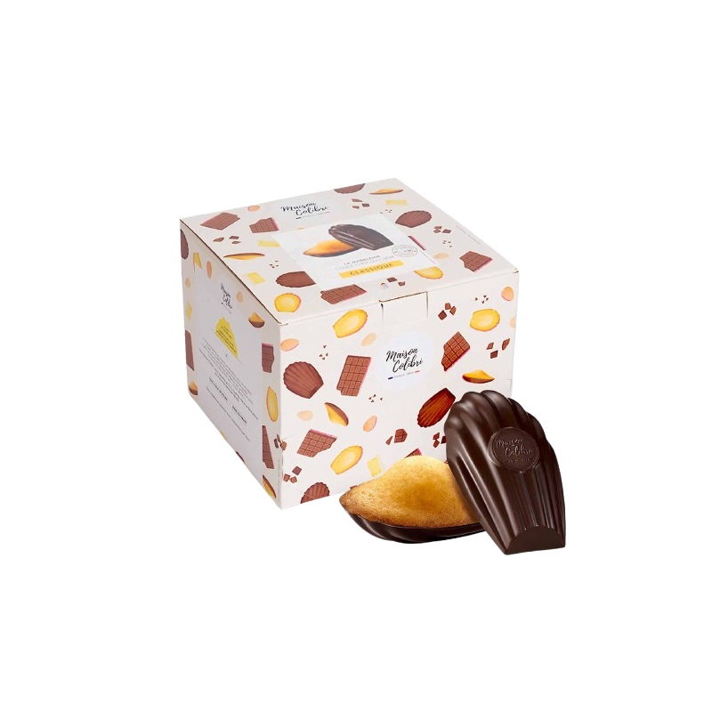 BOITE DISTRIBUTRICE COLIBRI  MADELEINE NATURE COQUE CHOCO NOIR 30 UNITÉS
