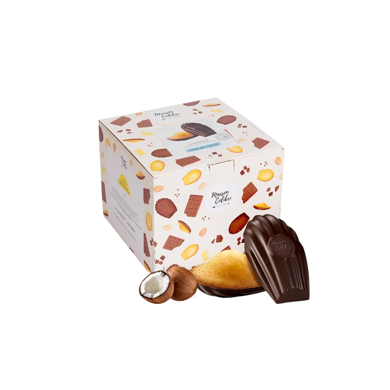 BOITE DISTRIBUTRICE COLIBRI MADELEINE COCO COQUE CHOCO NOIR 30 UNITÉS