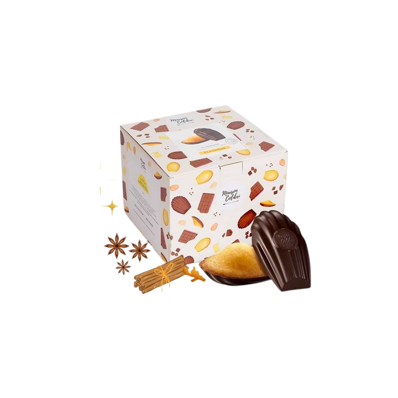 BOITE DISTRIBUTRICE COLIBRI MADELEINE EPICES NOEL COQUE CHOCO NOIR 30 UNITÉS